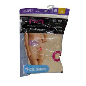 NWT Maidenform Flexees Medium Half Slip Firm Control Nude Soft Shaping Waistband